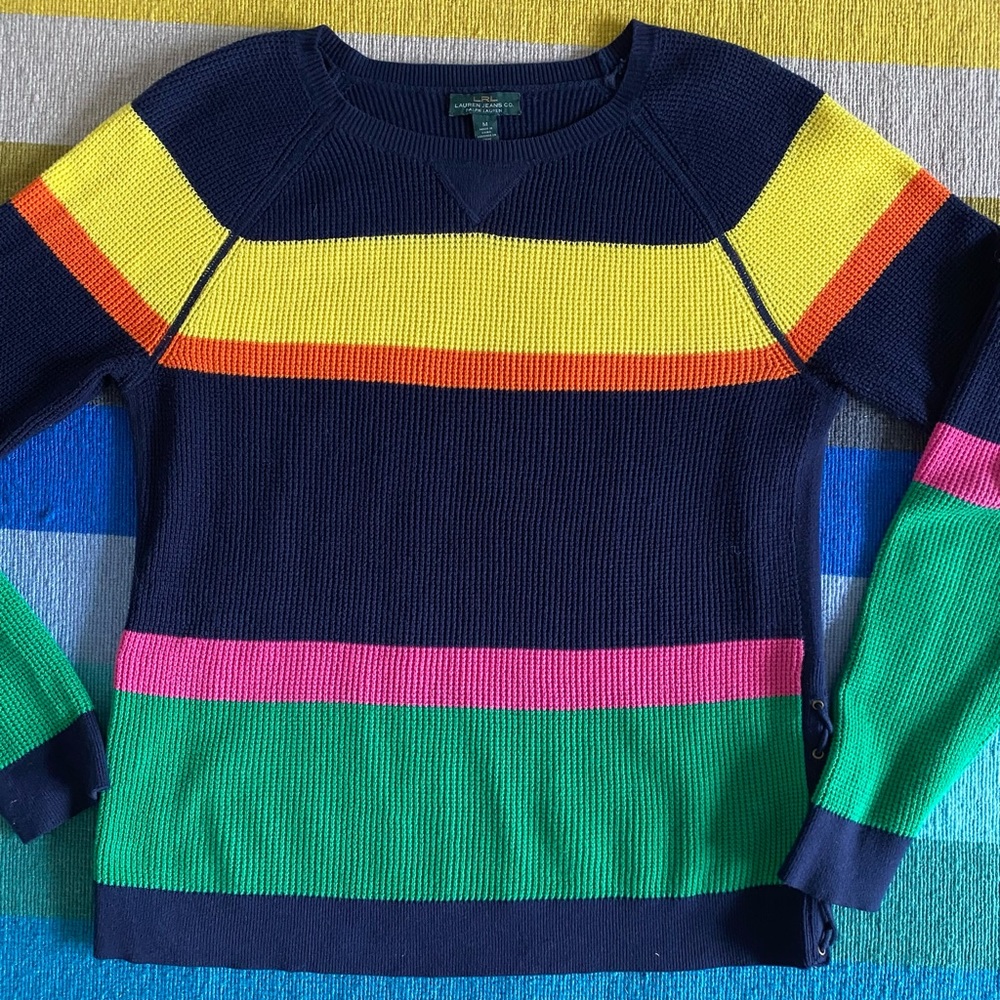 Lauren Ralph Lauren Brightly Striped Sweater M